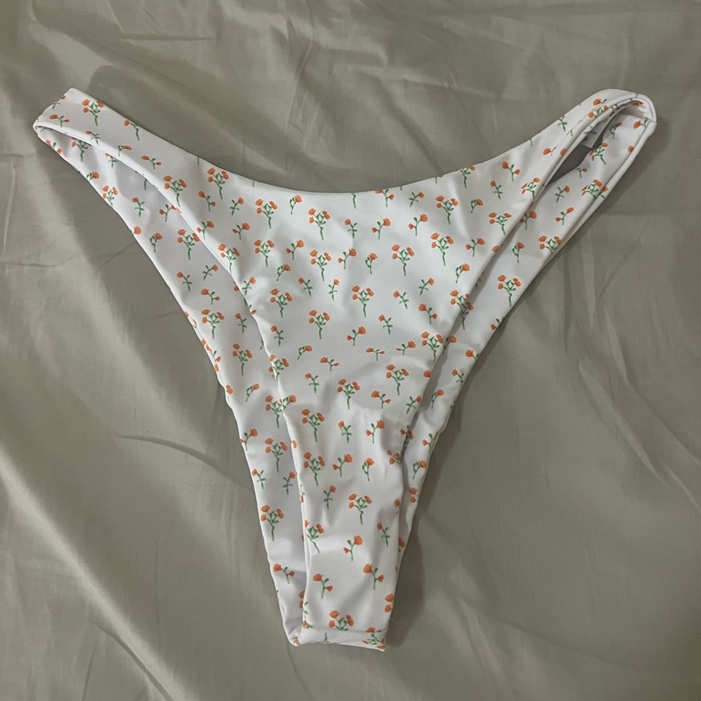 White Flower Spotted Bathing Suit Bottom